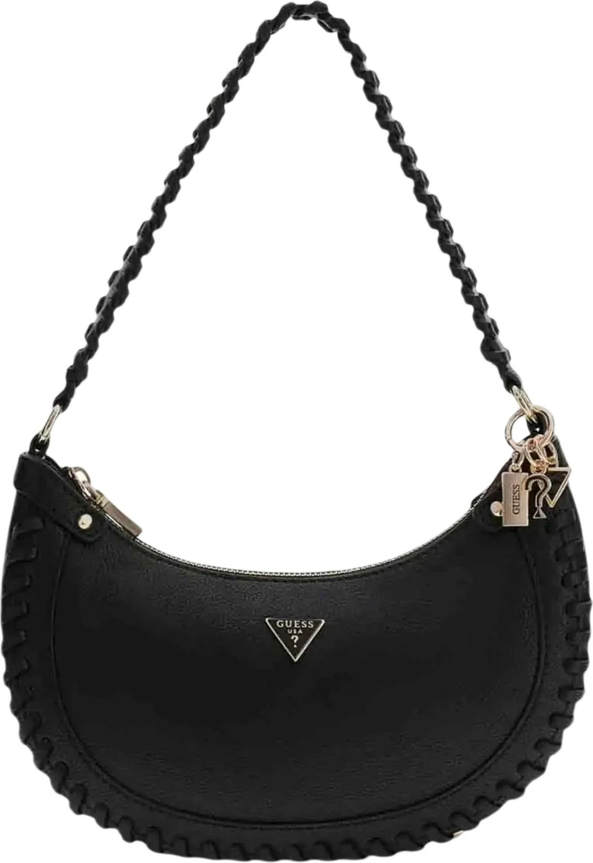 Çantë krahu për femra Guess Lucci Girlfriend Small Satchel HWBG97 50010, e zezë