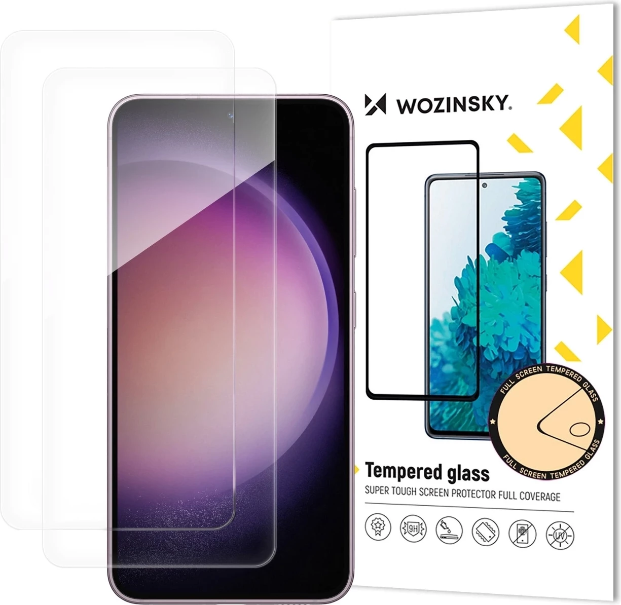 Mbrojtës ekrani xham i temperuar, Wozinsky, për Samsung Galaxy S26, 9H, kompatibil me lexues gjurmë gishti, set 2 copë