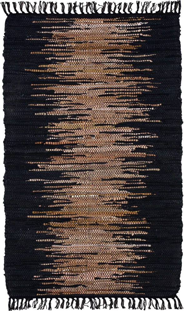 Qilim lëkure Terra, ngjyrë e zezë-bezhë, 60x90cm