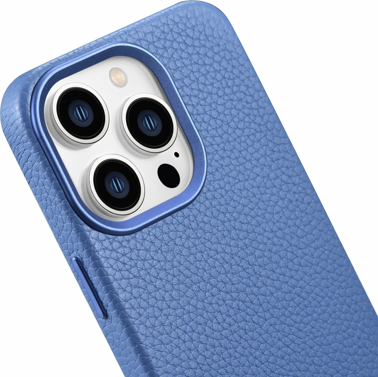 Mbështjellës iCarer Litchi Premium për iPhone 14 Pro Max, MagSafe, lëkurë, kaltër