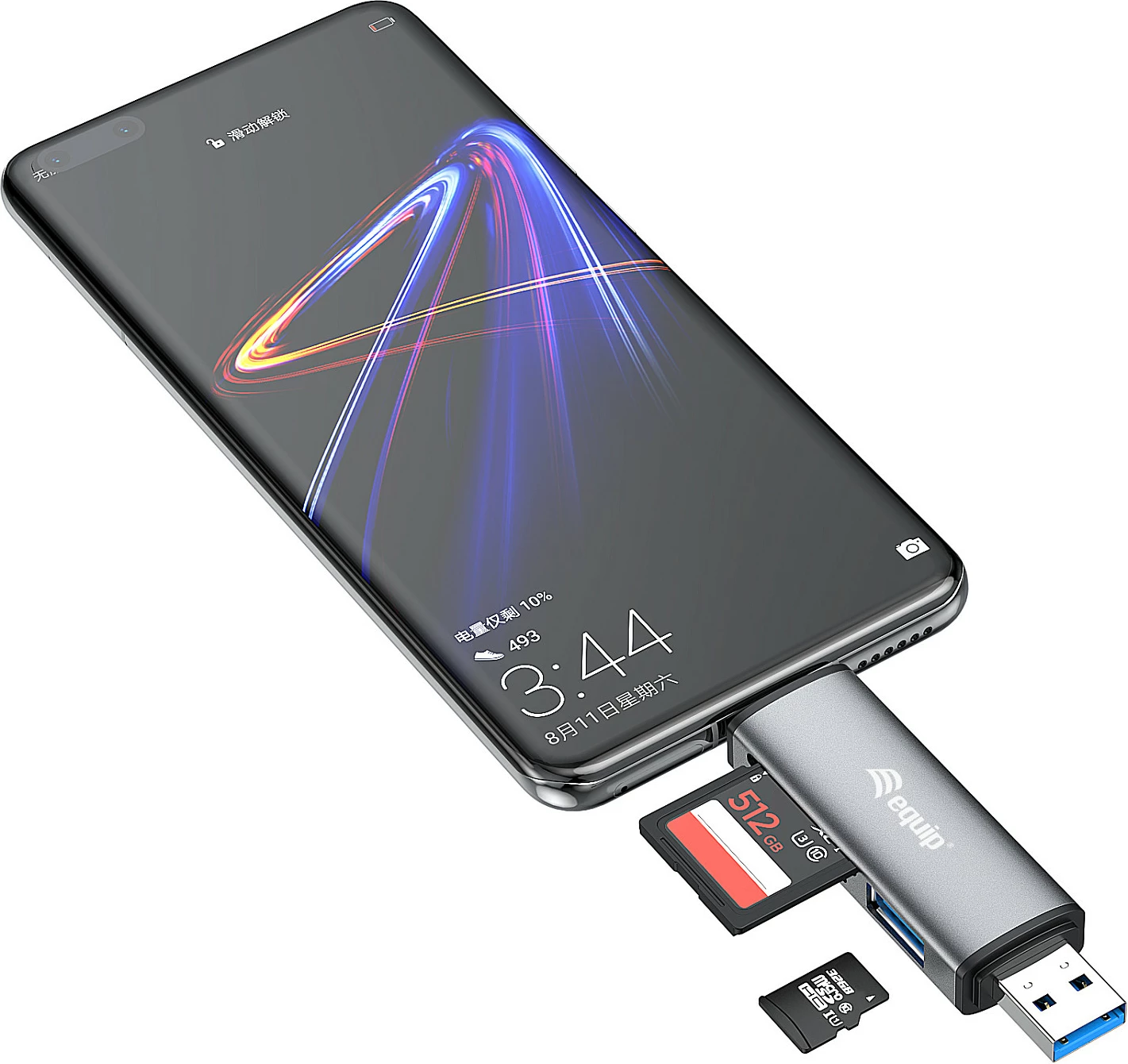 Lexues kartelash EQUIP 245460 me USB Hub, OTG, USB 3.2 Gen 1 USB-A/USB-C, SD/MicroSD, Gri