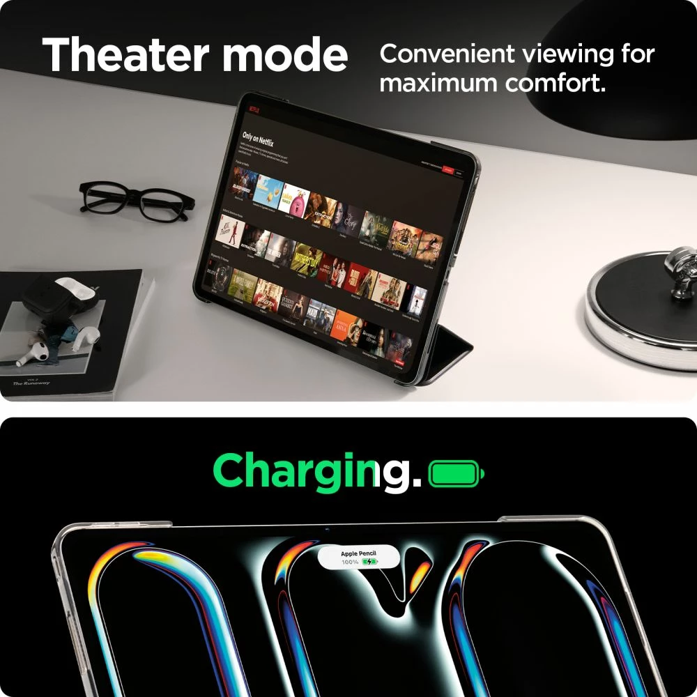 Mbështjellës tablet, Spigen Smart Fold për iPad Pro 13" (2024) A2925/A2926/A3007, kapak tri-fish me sleep/wake, i zi