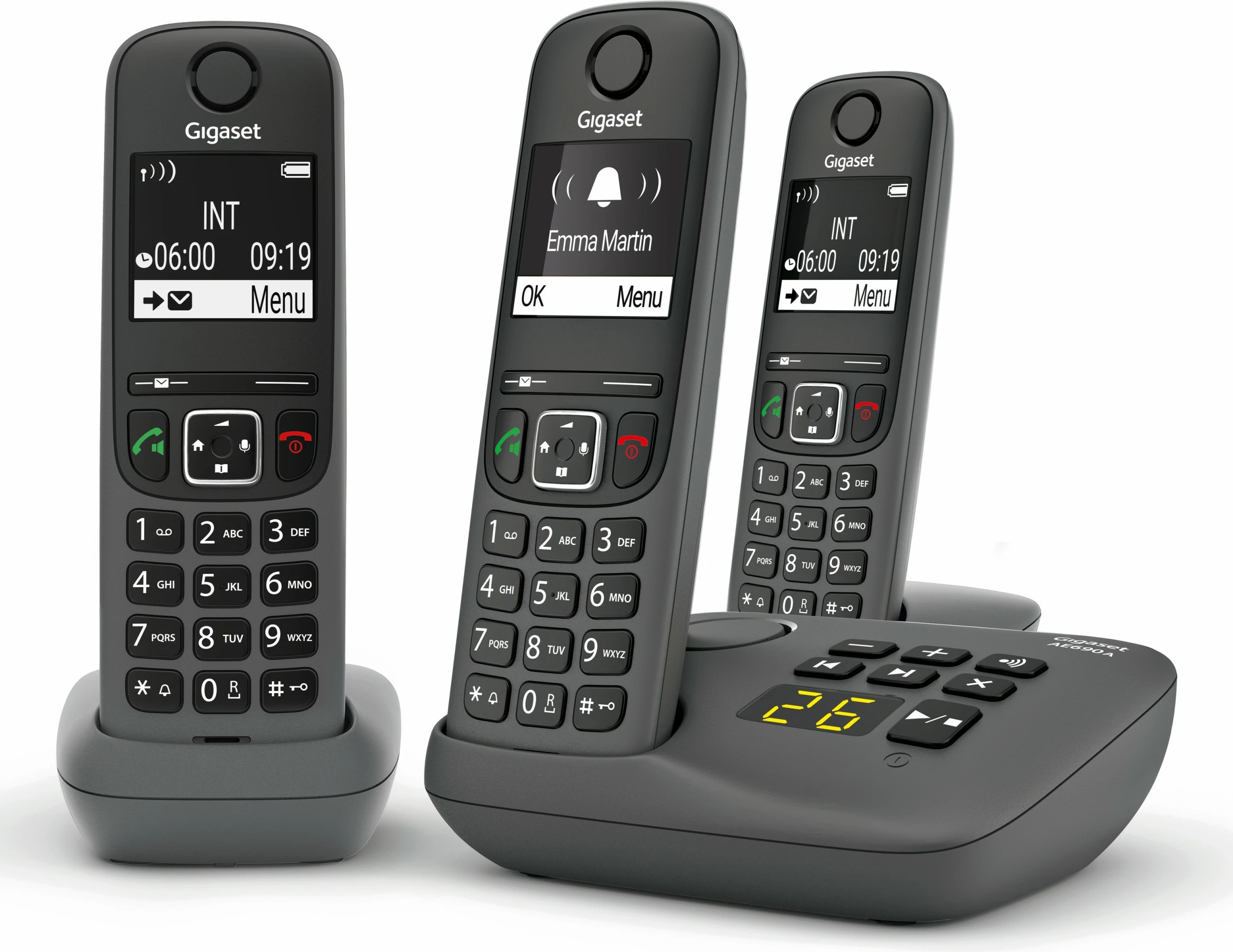 Telefon Gigaset AE690A, Analog/DECT, Mbajtës pa tela, Anthracite