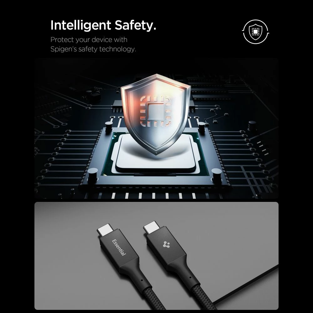 Kabllo USB-C/USB-C Spigen Essential EB10010CC 100W 100 cm USB 3.2 Gen 1 5 Gb/s, e zezë, 1 copë