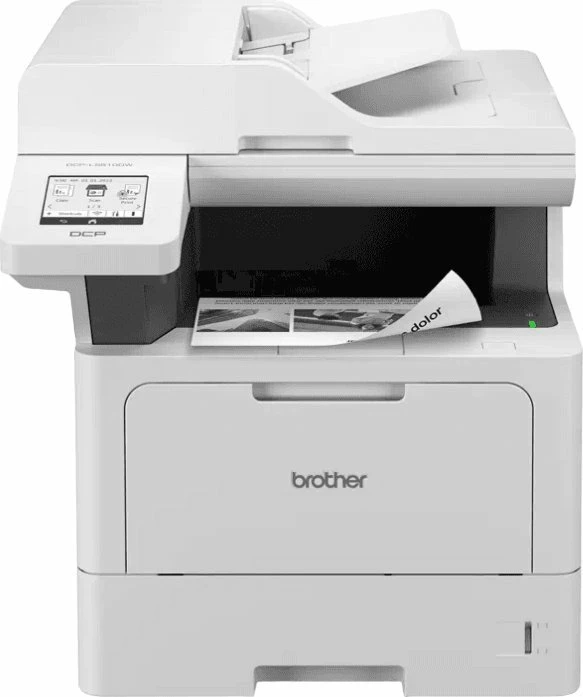 Printer multifunksional lazer Brother DCP-L5510DW (DCPL5510DWRE1), mono, A4, 48 ppm, duplex, Wi‑Fi/Ethernet, ADF, ekran me prekje 8.9 cm, bardhë