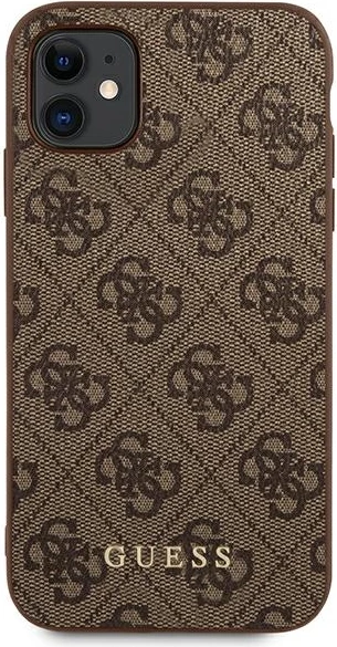 Mbështjellës Guess 4G Metal Gold Logo për iPhone 11/XR 6.1", Kafe