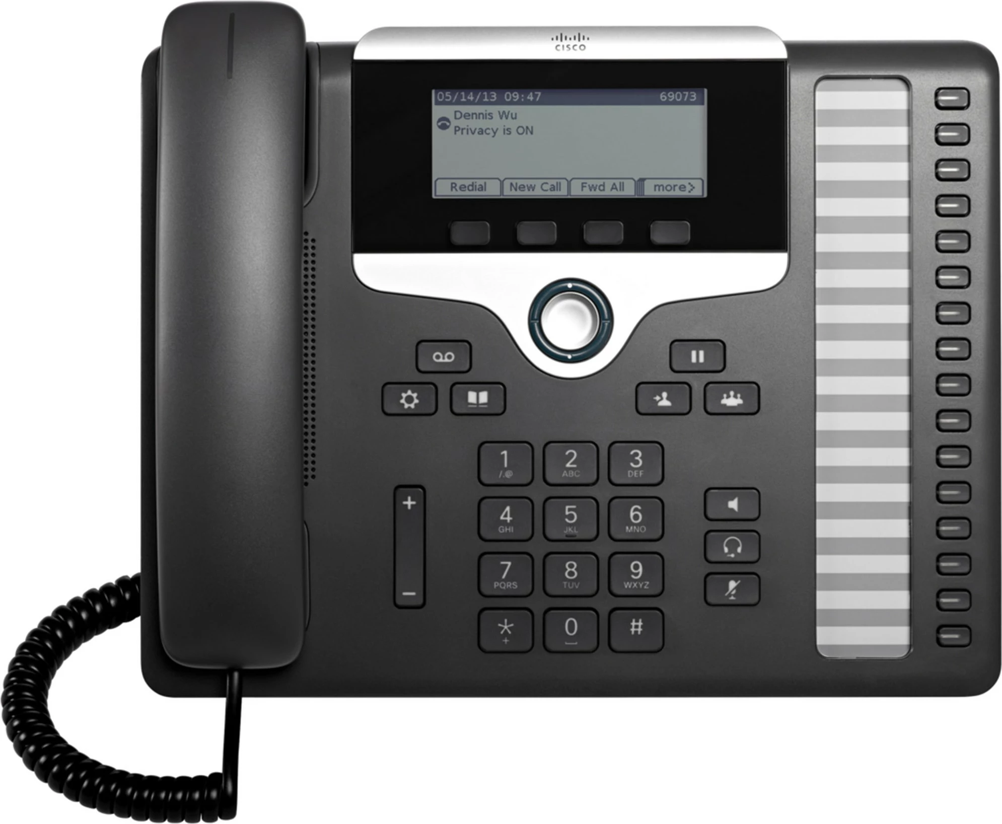 Telefon IP Cisco 7861, 16 linja, ekran 3.5", PoE, zi, argjendtë