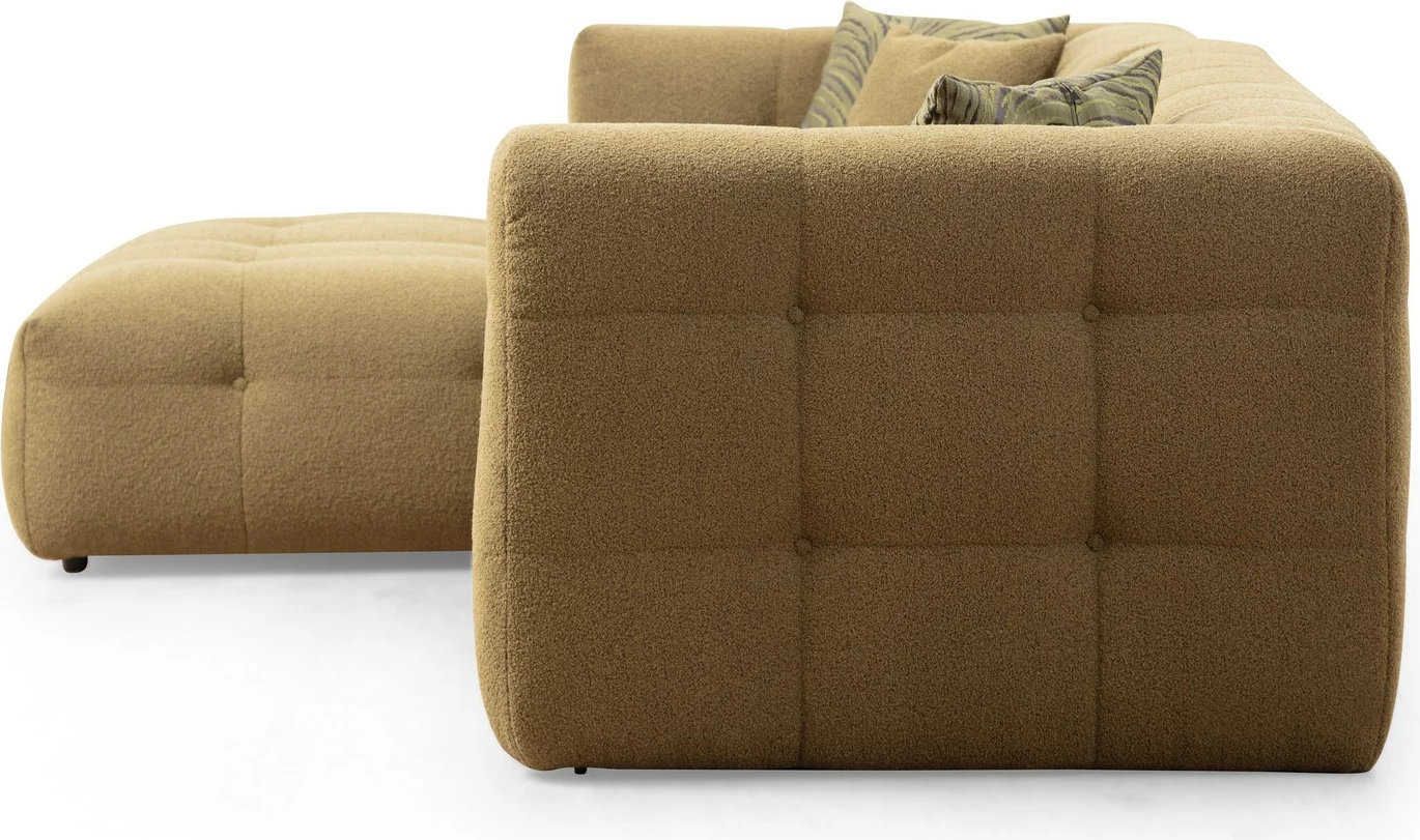 Këndsofa Cady, 3 vende, kënd majtas, ngjyrë kaki