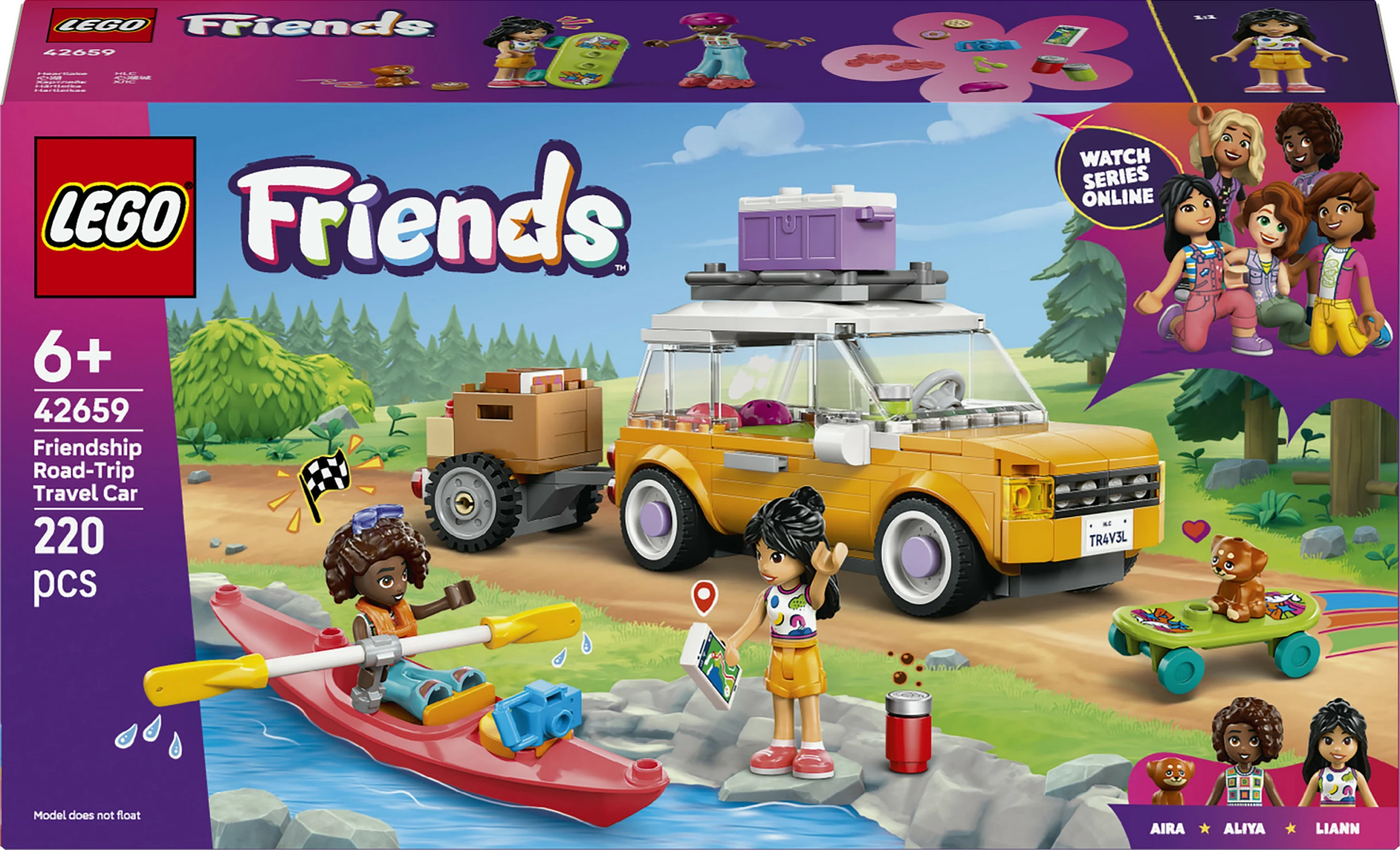 Set ndërtimi LEGO Friends 42659, veturë udhëtimi, 220 copë, e verdhë