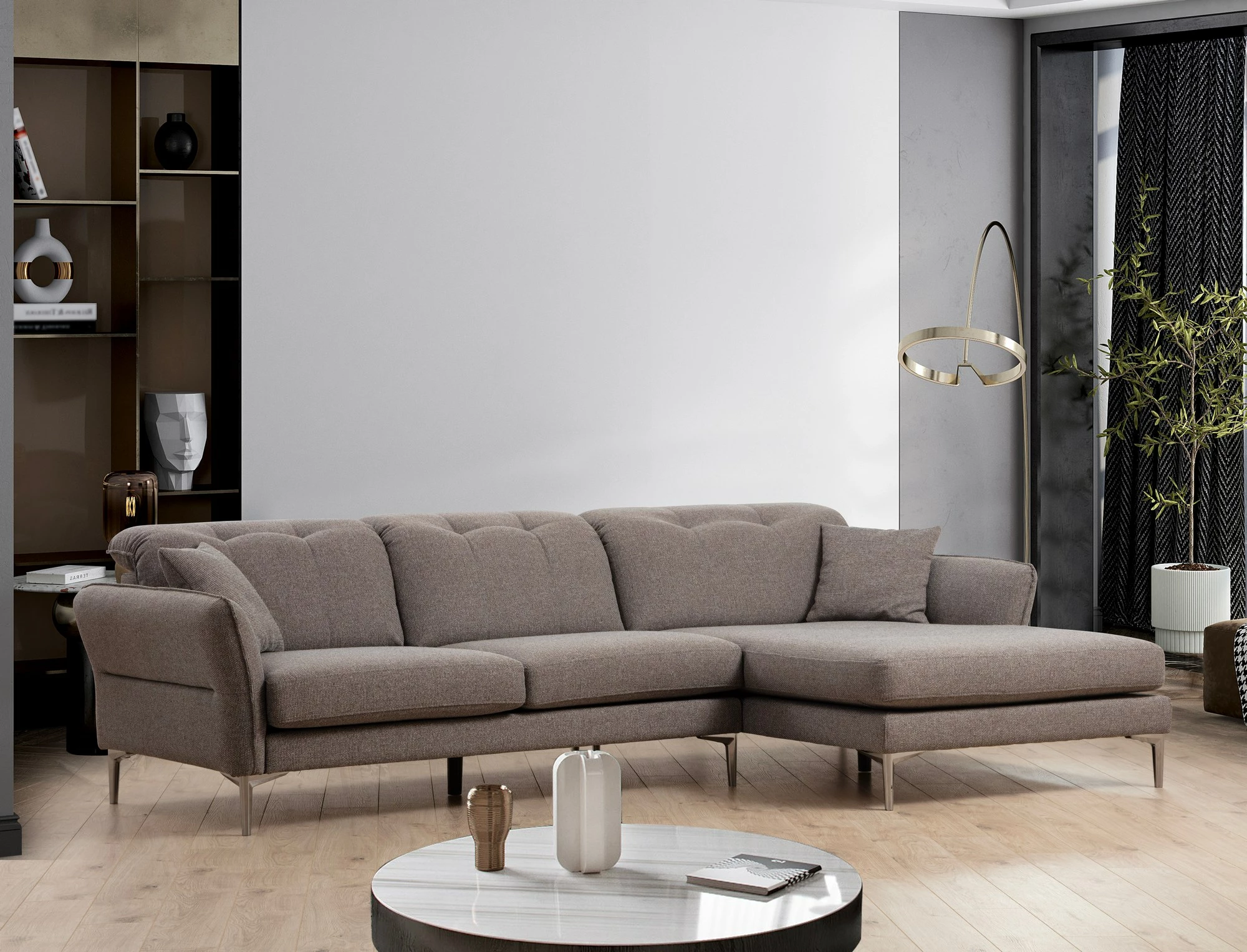 Këndare Atelier del Sofa, këndore e djathtë, ngjyrë gri