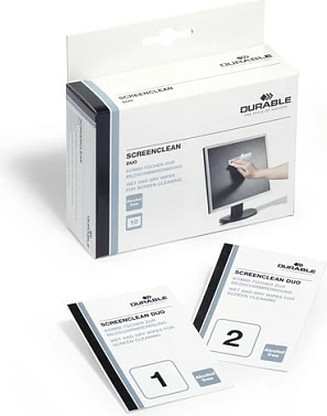 Set pecetash pastruese Durable Screenclean Duo, kuti, e bardhë