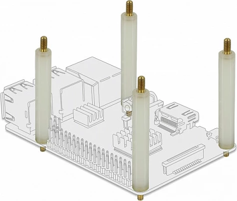 Distancues PCB DeLOCK M2.5 x M3, heksagonal, 42 mm, 4 copë, natural