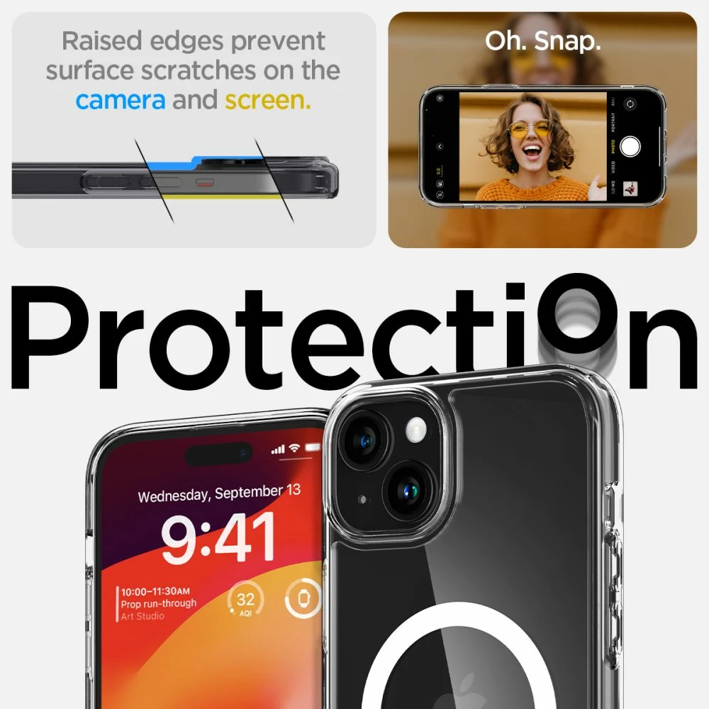 Mbështjellës Spigen Ultra Hybrid Mag për iPhone 15, MagSafe, Transparent/Bardhë