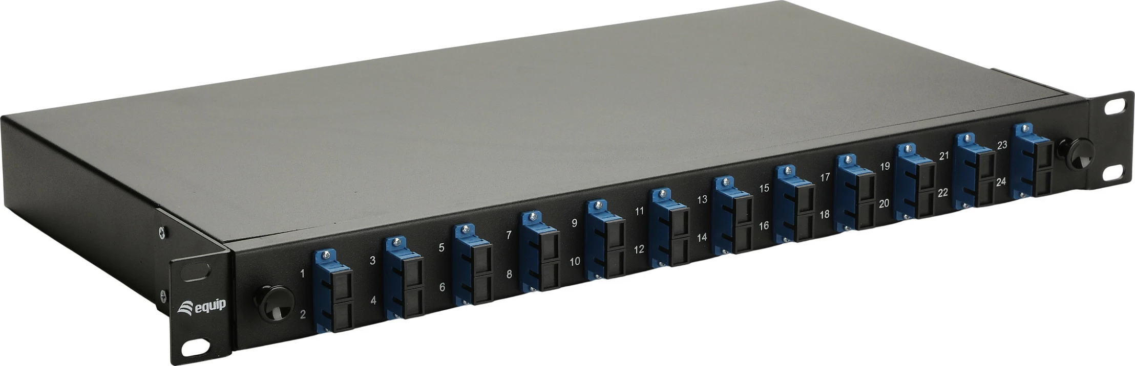 Panel splice fibër optike EQUIP 337300, 12-Port SC Duplex, OS2, 1U, e zezë