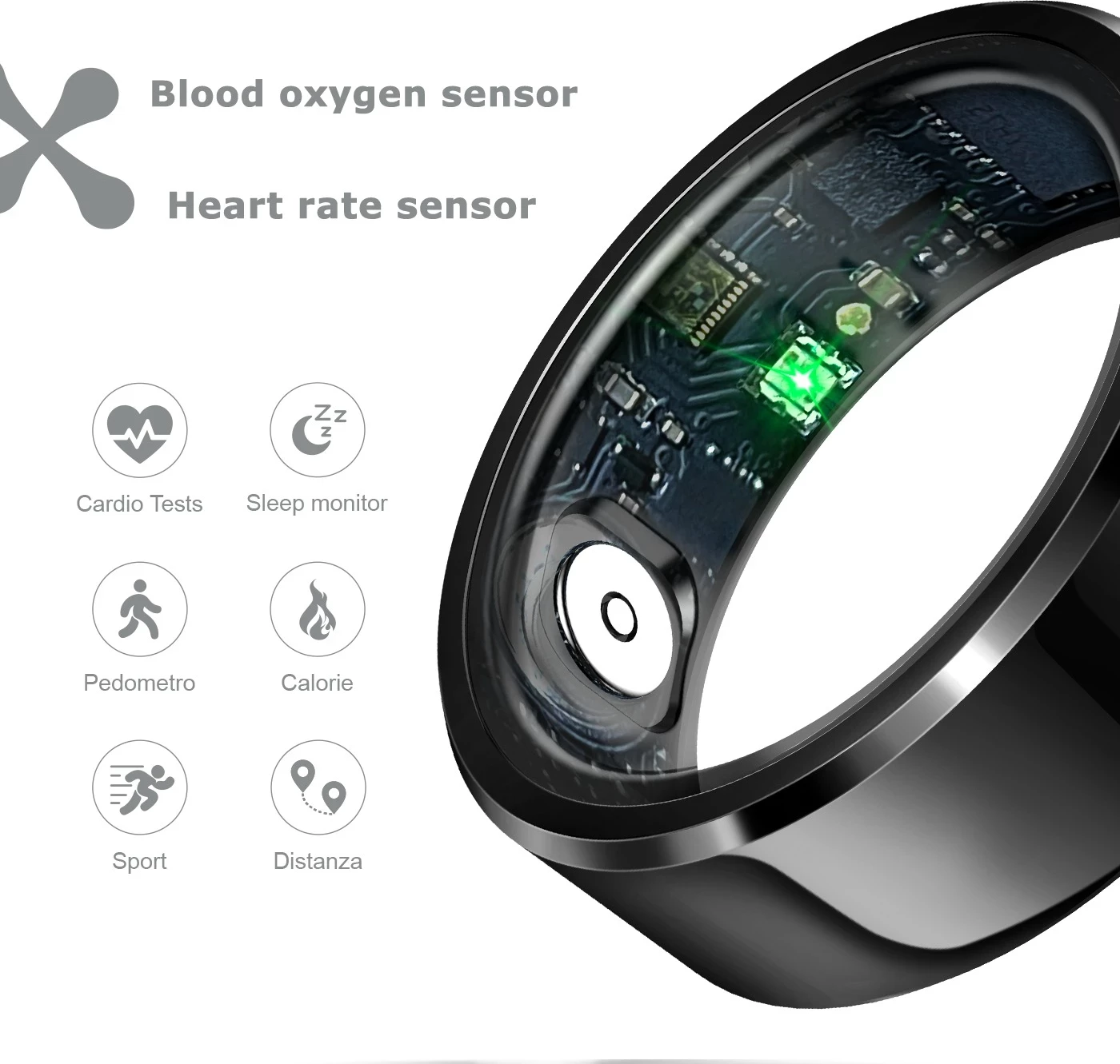 Unazë e mençur Techmade TM-NEXA-BK9 me kuti karikimi, e zezë