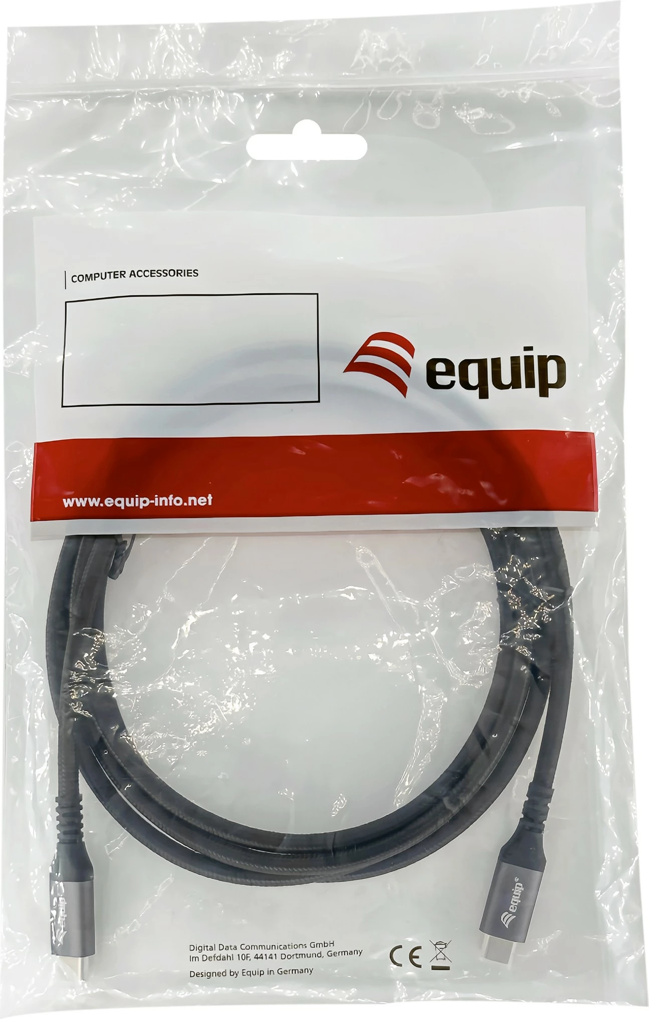 Kabëll USB4 Gen 2x2 Type-C në Type-C Equip 128382, 2m, 20Gbps, 100W, e zezë