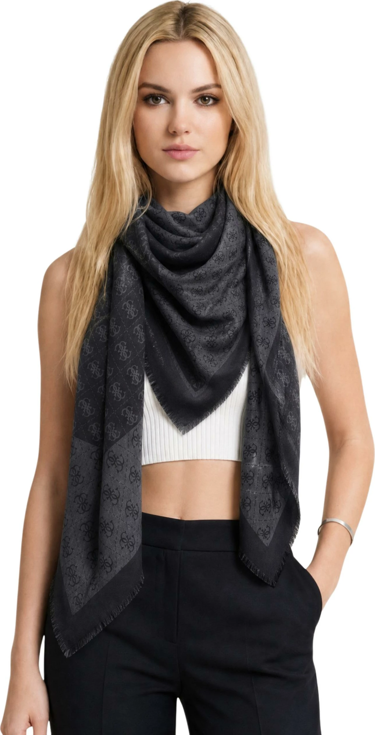 Shall për femra Guess Lindsey Jacquard AW5526 VIS03, antracit
