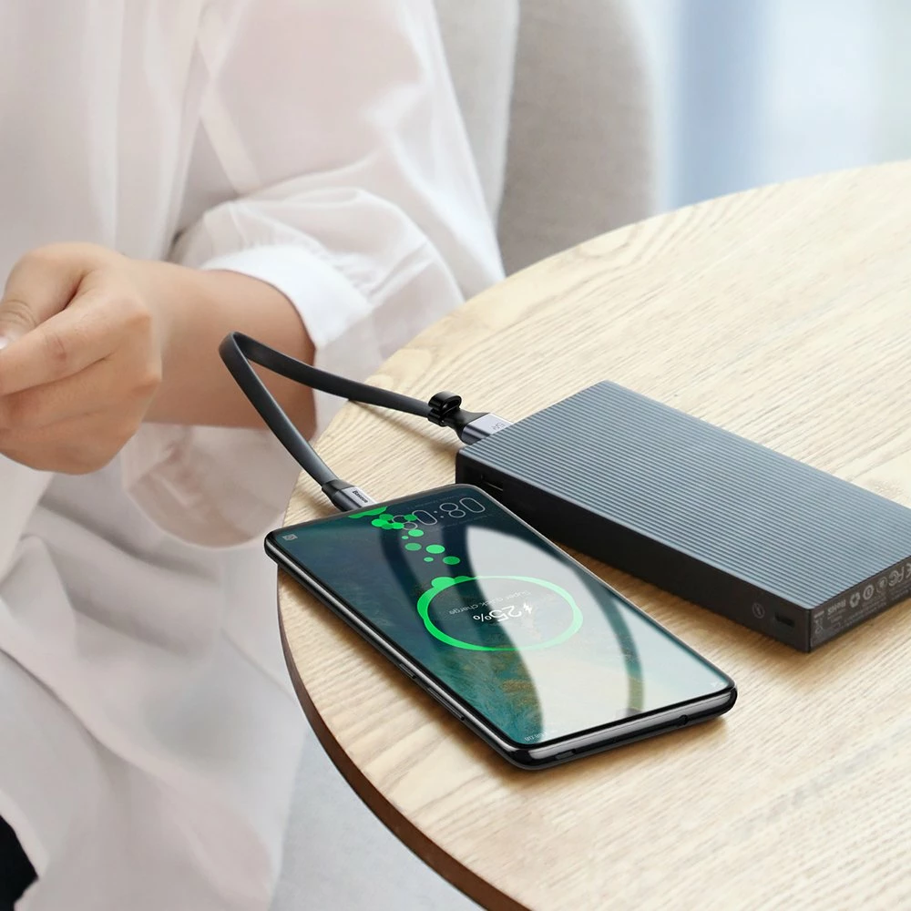 Kabllo USB-C Baseus Simple CATMBJ-BG1, 23cm, 40W, e zezë/argjendtë