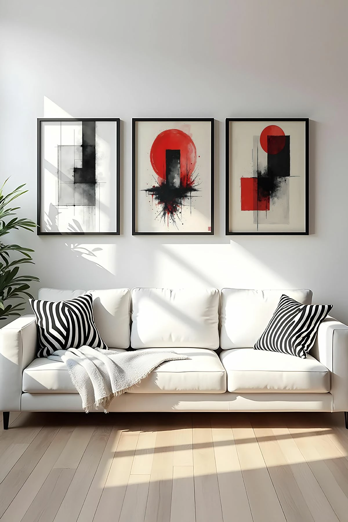 Pikturë dekorative me kornizë MDF (3 copë), Wallity, Huhu443, 50x35cm