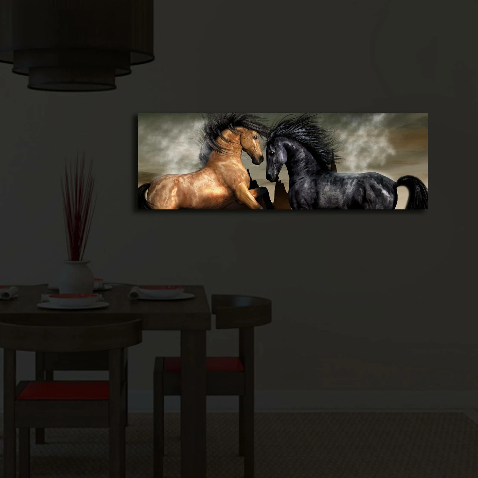 Pikturë dekorative në kanavacë me drita LED, shumëngjyrëshe, 30x90cm, 3090İACT-45