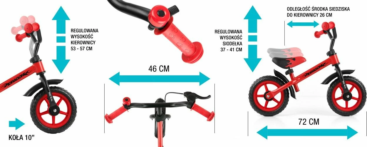 Bicikletë balanci Milly Mally Dragon Candy 10\" me fren, deri 20 kg, rozë