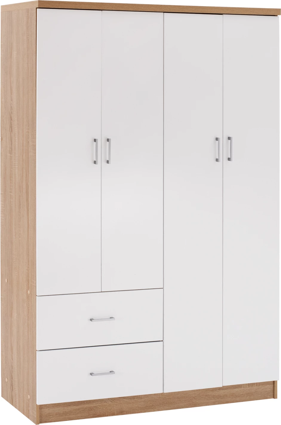 Dollap me 4 dyer dhe 2 sirtarë FH339.06 Sonama Bardhë 120x42,5x180,5 cm