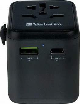 Adapter universal udhëtimi Verbatim UTA-02, 1x USB-A, 1x USB-C, 2500W, i zi