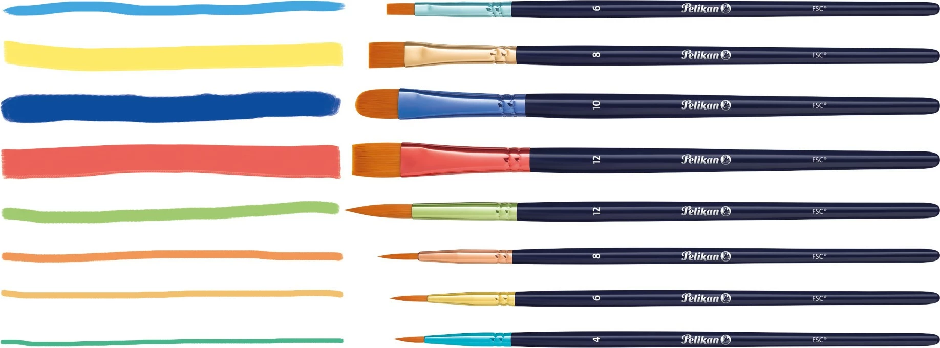 Set brushash Pelikan 701181, 8 copa, dorezë druri, ngjyra të përziera, sintetik