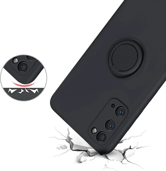 Mbështjellës ONASI Liquid Ring për Samsung Galaxy A35 me unazë mbajtëse dhe mbrojtje kamere, i zi