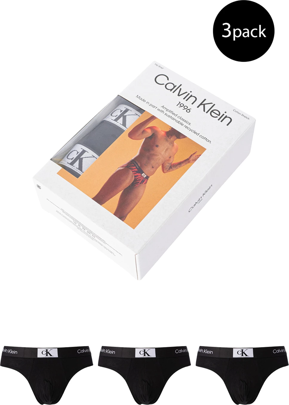 Të brendshme për meshkuj Calvin Klein Underwear HIP BRIEF 3PK 000NB3527A, të zeza