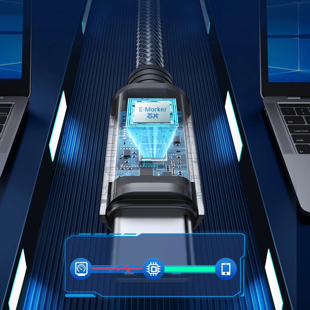 Kabllo USB-C në USB-C Orico CW240 PD 240W 2m me konektor të këndshëm, e zezë