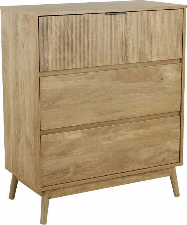 Komodë Canal me 3 sirtarë, ngjyrë natyrale, 80x39.5x96 cm