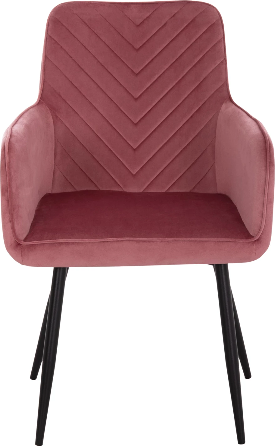 Karrige ngrënieje me krahë LATRELL, kadife rozë e zbehtë, këmbë metalike të zeza, 54x57x84cm, set prej 2 copash