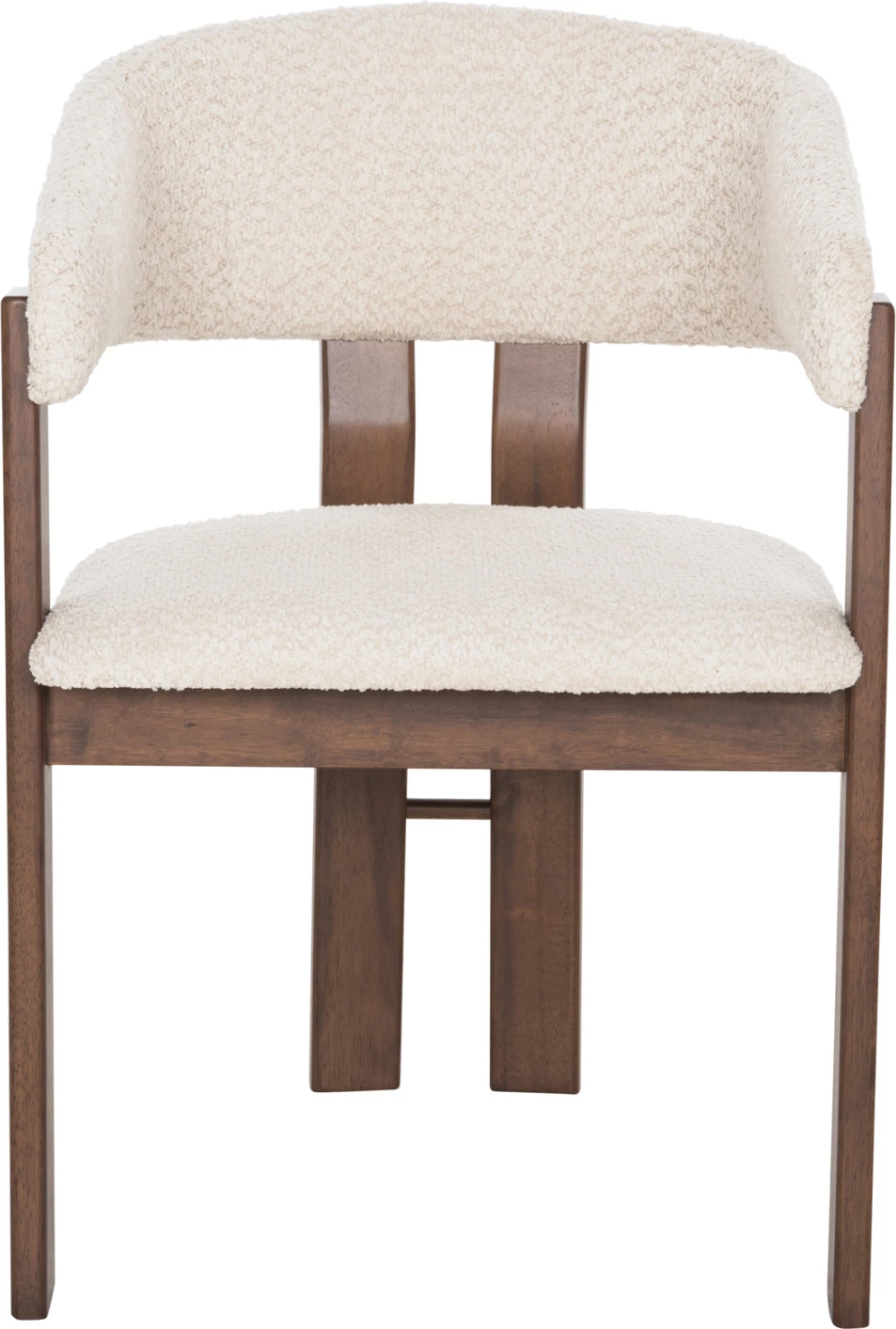 Karrige për ngrënie ZARRA FH9970.03, dru gome, ngjyrë arre, pëlhurë boucle ecru, 55,5x59x81,5H cm, set prej 2 copash