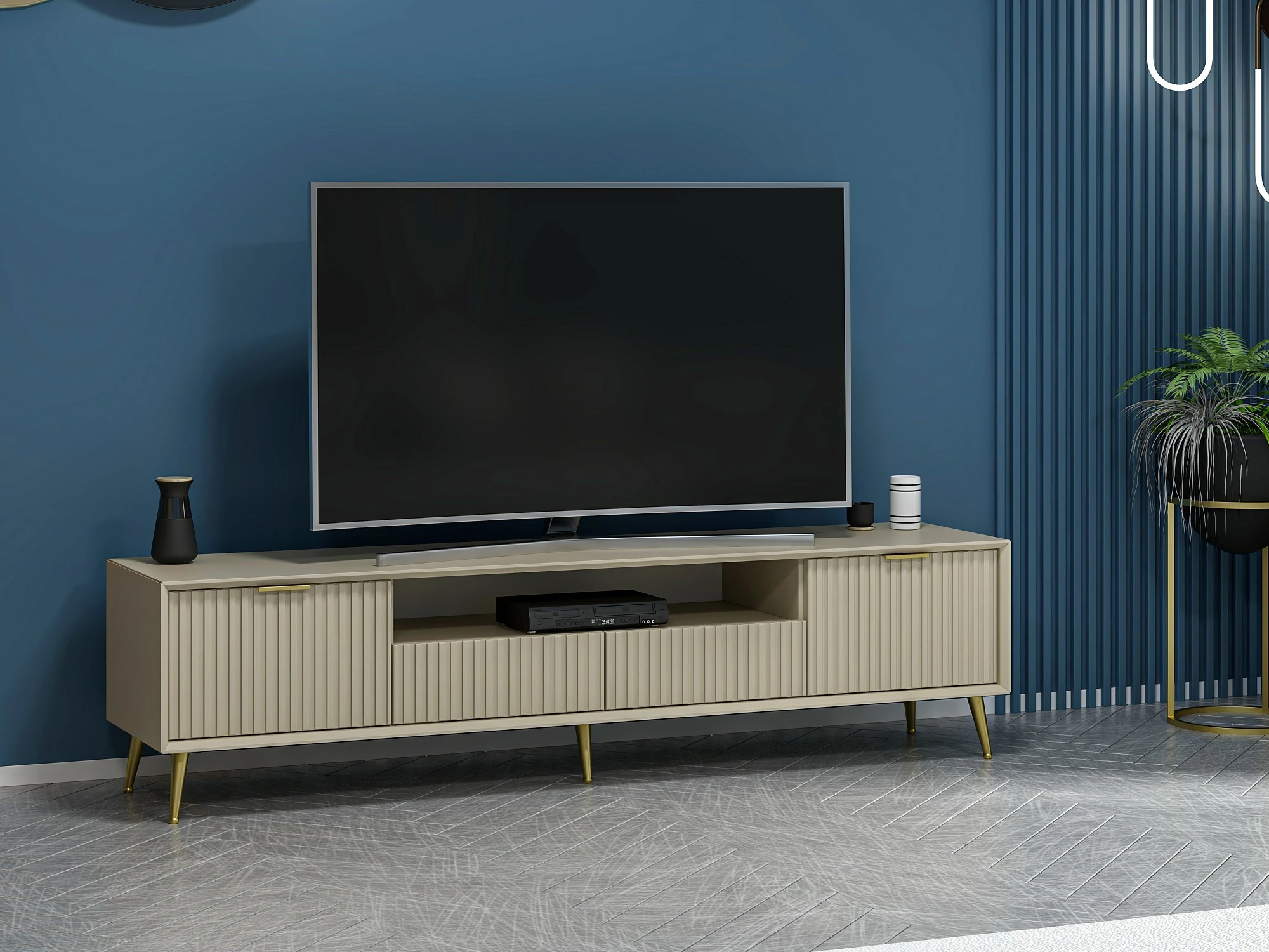 Komodë TV Hanah Home, Luxe, ngjyrë rëre