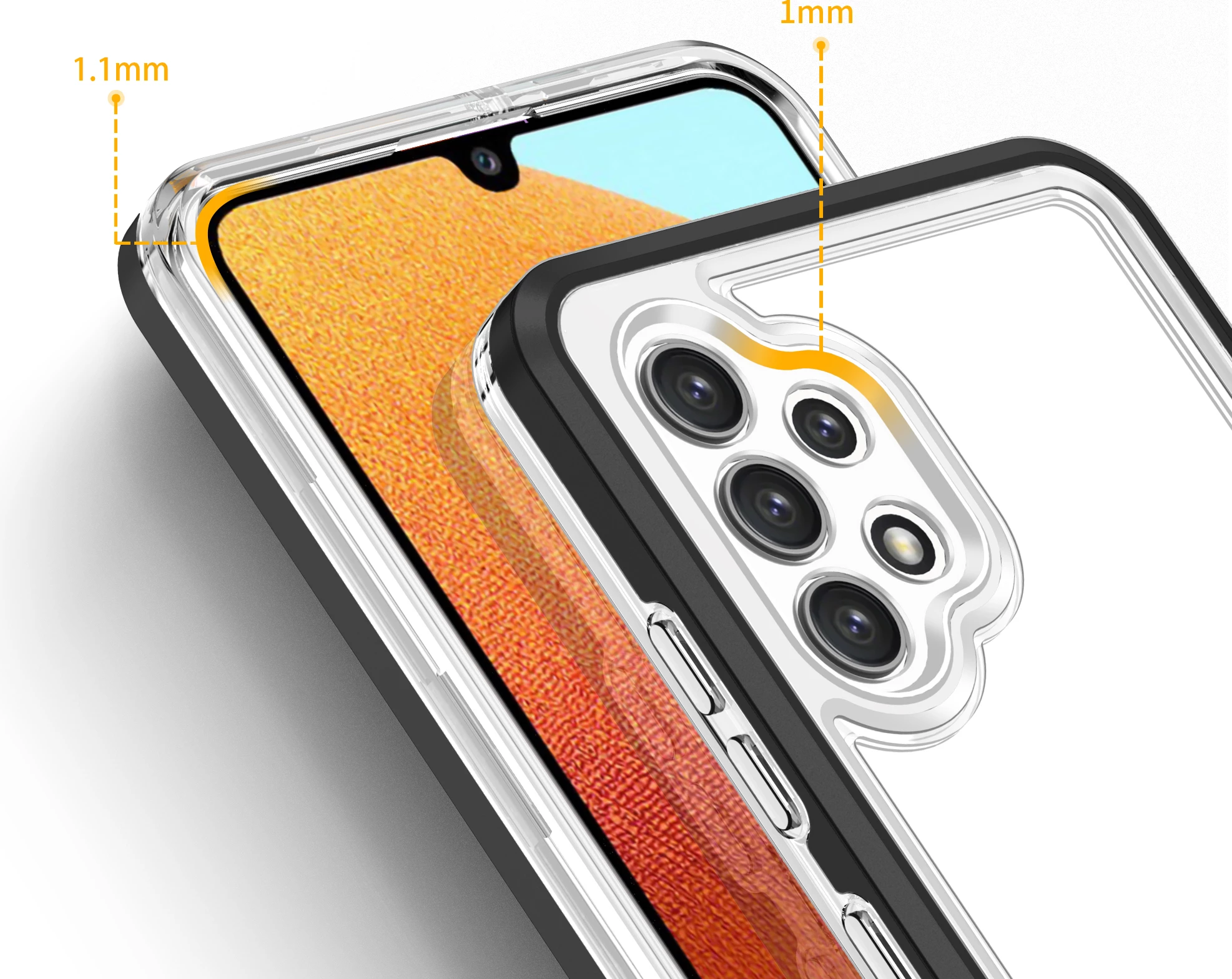 Mbështjellës Hurtel Hybrid Armor Clear 3in1 për Samsung Galaxy A32 5G, i zi/transparente