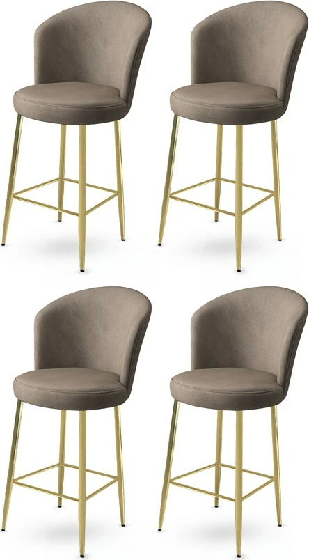 Set karrigesh për bar (4 copë), Hanah Home, Alte, kapuçino, ari