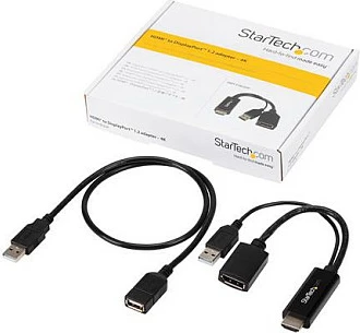 Adapter StarTech HDMI në DisplayPort STDP2600, 4K@30Hz, aktiv, USB power, i zi