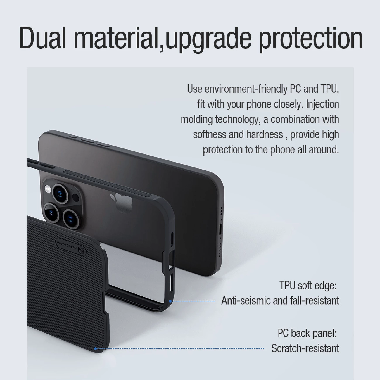 Mbështjellës Nillkin Super Frosted Shield Pro Magnetic për iPhone 15 Pro, i zi