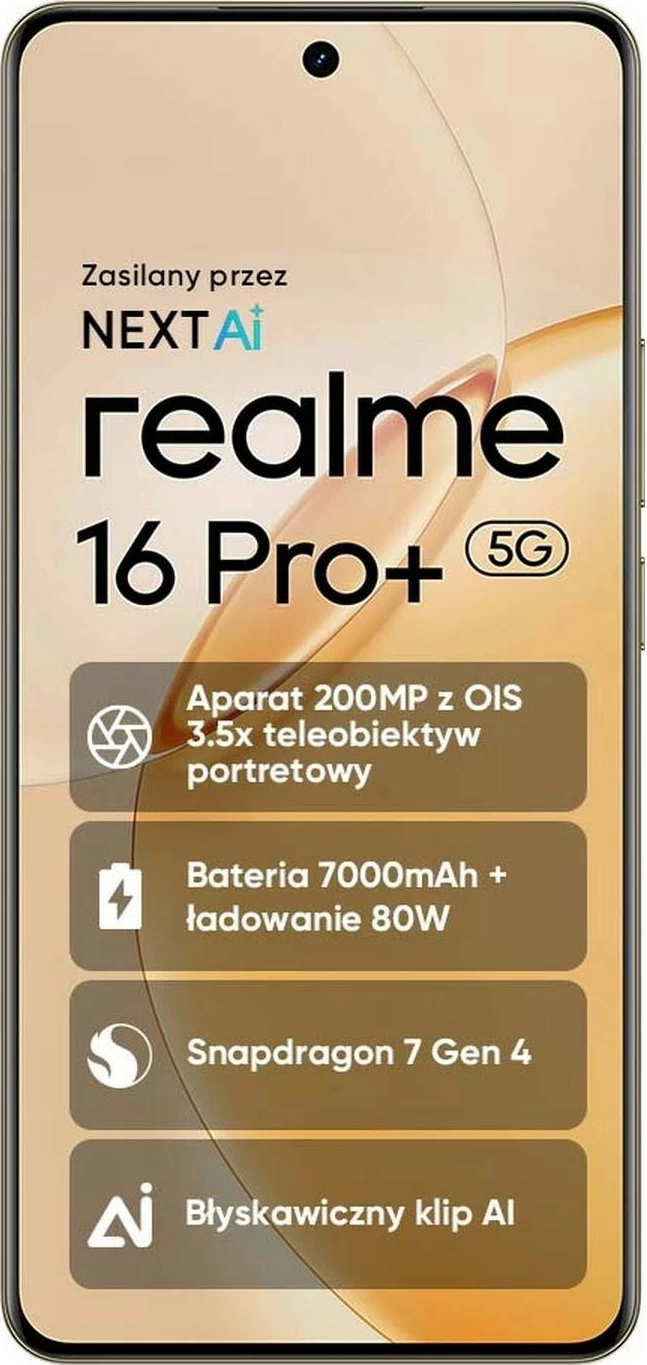 Celular Realme 16 Pro+ 5G, 12GB RAM, 512GB, Master Gold
