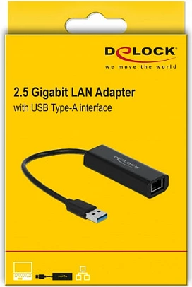 Adapter rrjeti DeLOCK 66299, USB-A në RJ-45, 2.5 Gigabit Ethernet, i zi