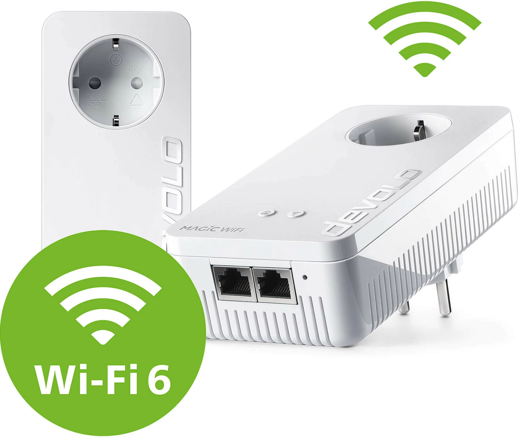 Adapter Powerline Wi‑Fi Devolo Magic 2 WiFi 6 next Starter Kit, 3000 Mbit/s, 2x Gigabit LAN, 2 copë, bardhë