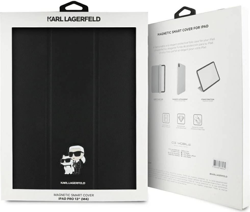 Mbështjellës Karl Lagerfeld Saffiano Magnetic Karl & Choupette për iPad Pro 13" 2024, i zi