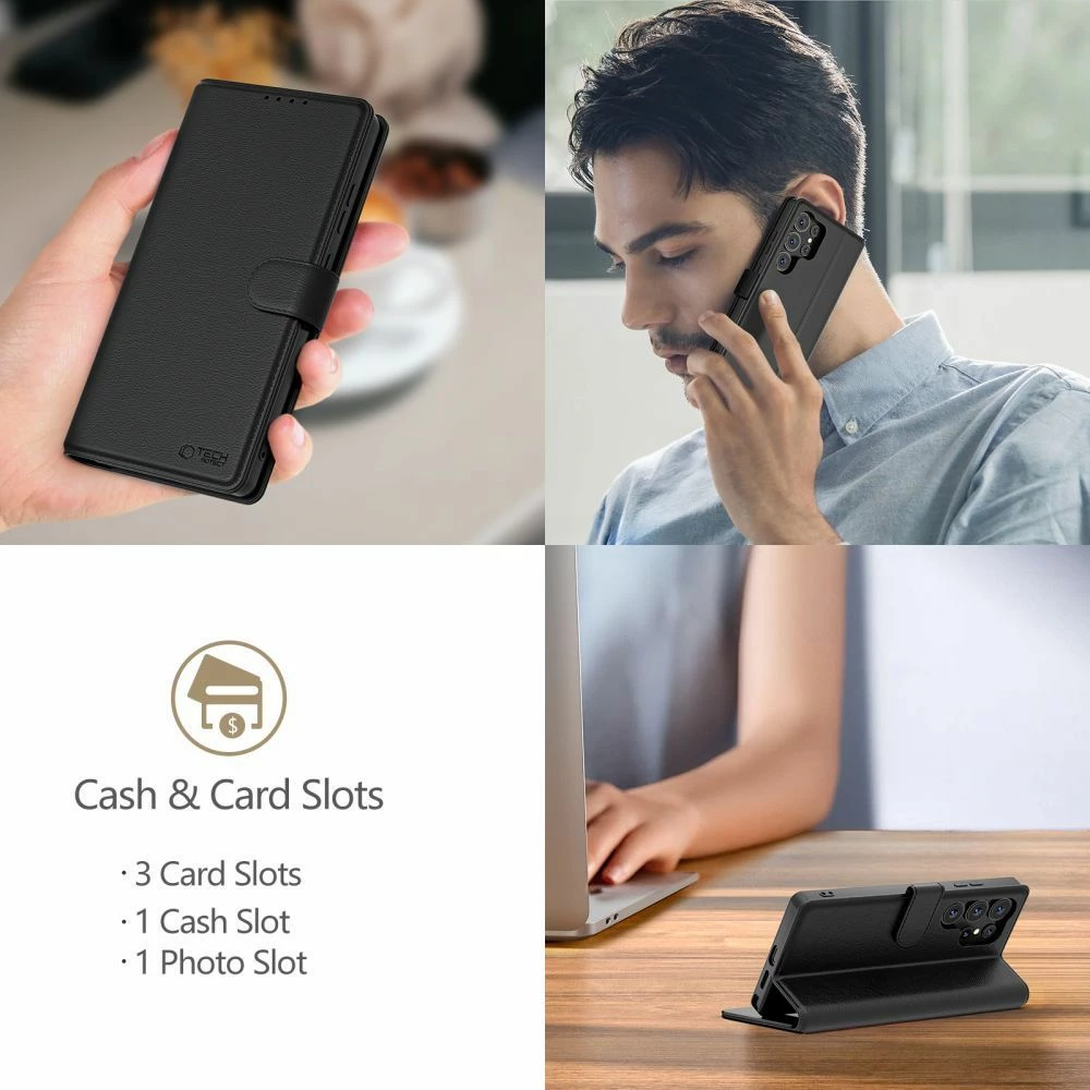 Mbështjellës Tech-Protect Wallet për Realme 14 Pro 5G, e zezë mat