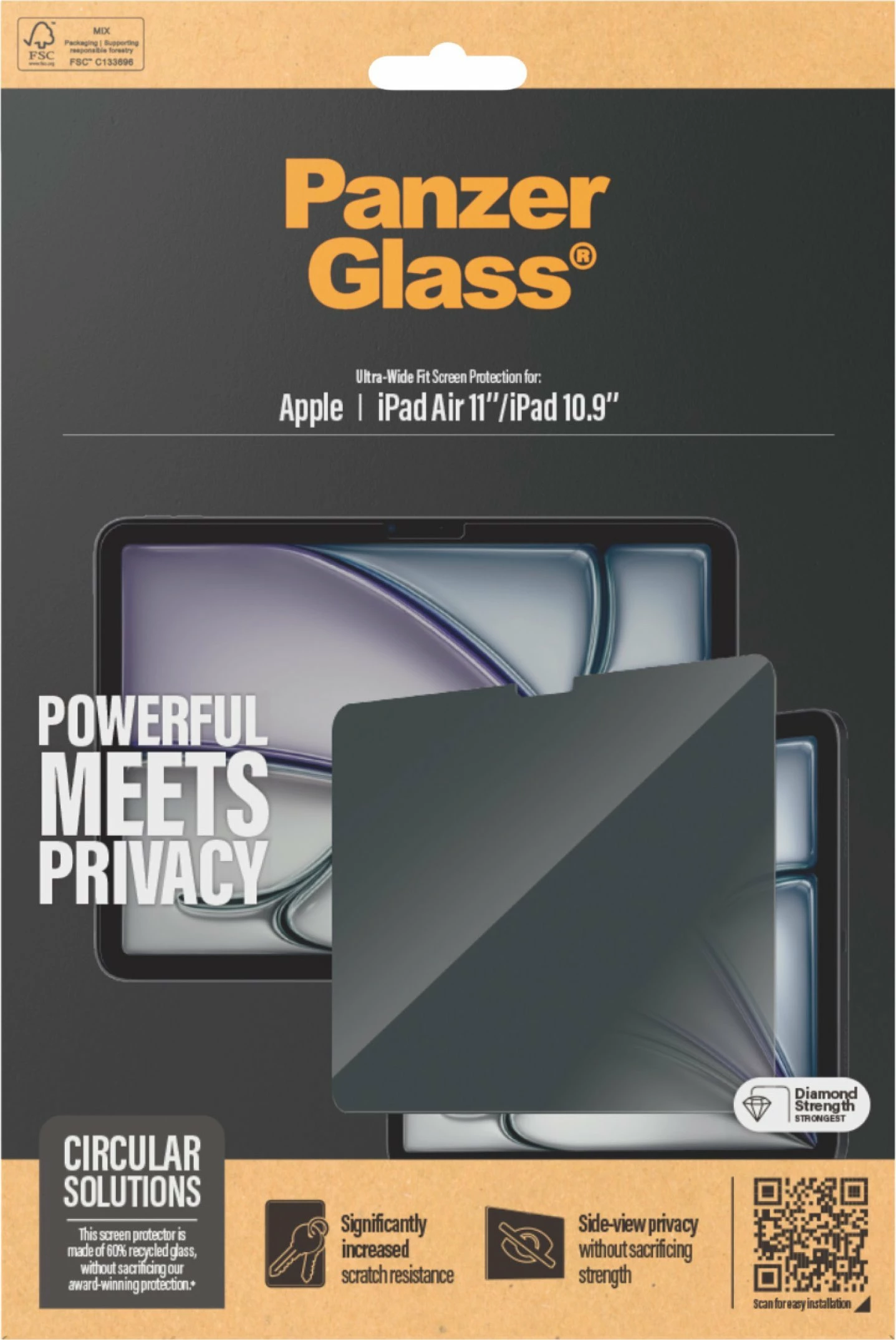 Film mbrojtës privacy PanzerGlass për Apple iPad Air 11\"/10.9\", transparent