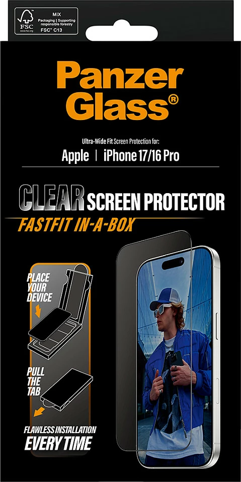 Mbrojtës ekrani PanzerGlass iPhone 17 UWF, kornizë e zezë