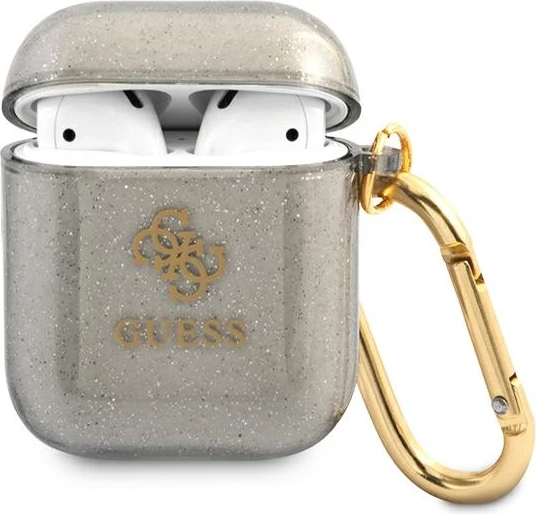 Mbështjellës Guess GUA2UCG4GK për AirPods 1/2, Glitter, i zi