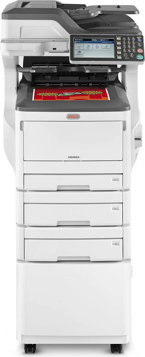 Printer multifunksional OKI MC853dnv, LED, ngjyra, A3, 4-në-1, bardhë/zi