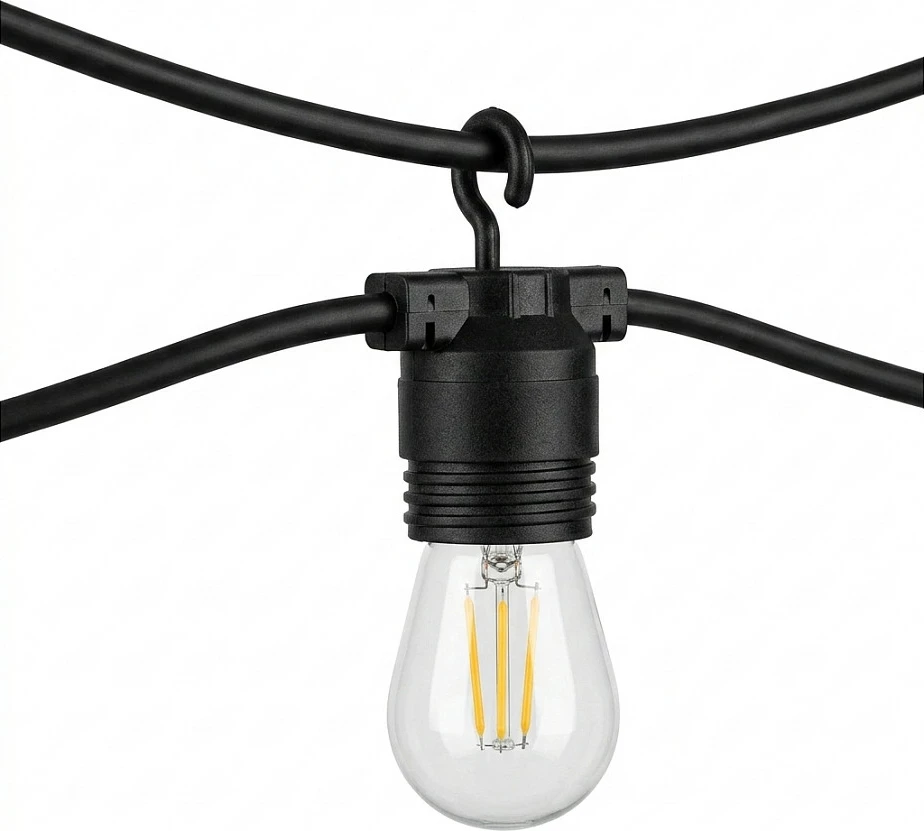 Zinxhir dritash LED Synergy21 Retrofit E27, 5m, Type3, e zezë