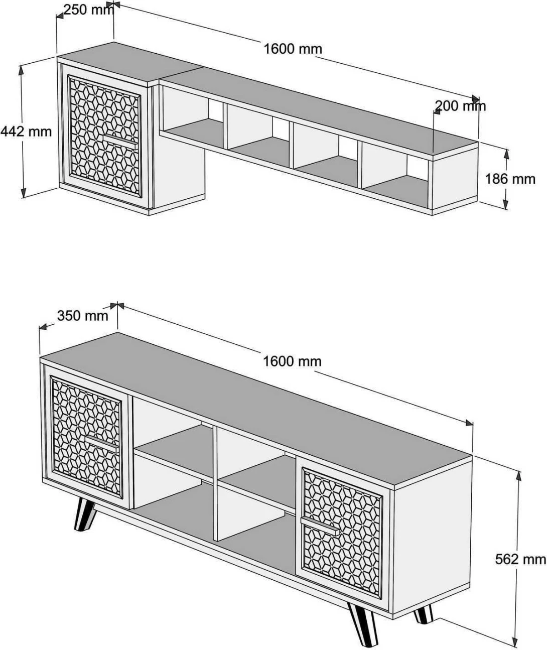 Set mobiljesh për TV, ngjyrë arre, FH9516.01, 160x35x56.2 cm